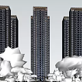 Modern High Rise Residential Buildings With Surrounding Trees And Urban Exterior Design