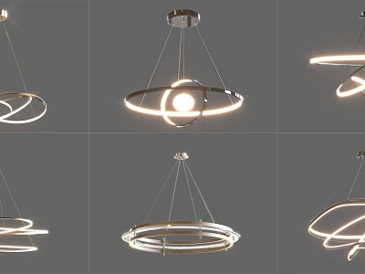 Modern Stylish Chandeliers With Circular Metal Frame And Bright Lighting Design 3d model