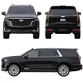 Sleek Black Cadillac SUV Exterior Design Featuring Front Grille Rear Taillights And Body Lines