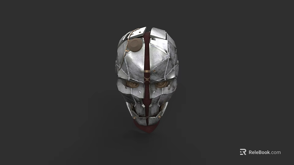 Intricate Metal Mask Sculpture With Mechanical Details And Metallic Finish 3d model 
