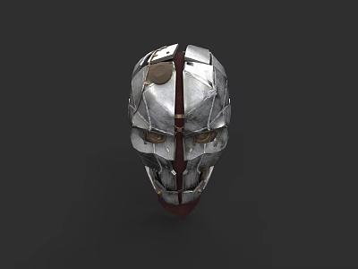 Intricate Metal Mask Sculpture With Mechanical Details And Metallic Finish 3d model