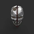 Intricate Metal Mask Sculpture With Mechanical Details And Metallic Finish