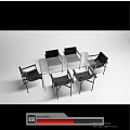 Modern Dining Table Set With Transparent Glass Top Six Black Chairs With Metal Frame