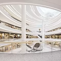 Modern Shopping Mall Atrium Interior Featuring Multi Level Design Glass Railings And Skylight