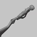 Wolf Head Designed Fantasy Weapon With Wooden Stock Metal Barrel And Golden Accents