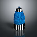 Blue And Black White Striped Knitted Hat With Stylish Design For Fashionable Look