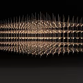 Modern Artistic Chandelier With Grid Design Thin Metal Rods And Warm Lights