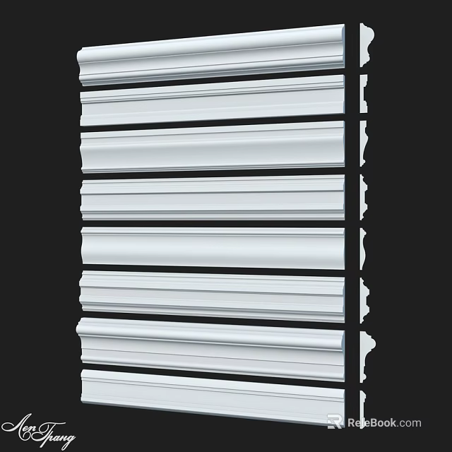 Layered White Decorative Molding Trim For Architectural Interior Design Use 3d model 
