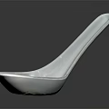 Artistic Ceramic White Spoon With Traditional Colorful Decorative Pattern Design 3d model