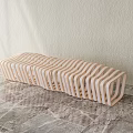 Modern Public Chair With Light Wood Wavy Striped Design On Marble Floor And Light Wall