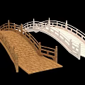 Ancient Architectural Bridges With Brown Wooden Deck And White Railings Design