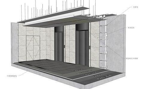 modern elevator hall 3d model