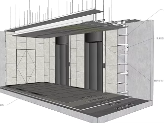 modern elevator hall 3d model