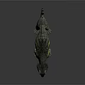 Prehistoric Reptile 3D Model With Green Yellow Stripes Stocky Body Short Legs And Large Head