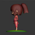 Cartoon Character With Red Hair And Red Outfit Standing On Green Base Platform