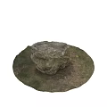 Two Pieces Of Natural Rough Stones With Grassy Dirt Base For Outdoor Garden Landscape Decoration
