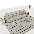Modern three-seat sofa coffee table combination 3d model