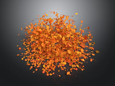 Vibrant Autumn Orange Yellow Falling Leaves Scattered On Dark Background 3d model