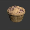 Delicious Freshly Baked Blueberry Muffin With Purple Swirls On Dark Background