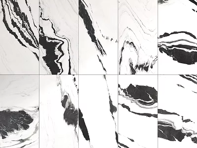 Black And White Marble Floor Tiles With Natural Vein Pattern Design 3d model