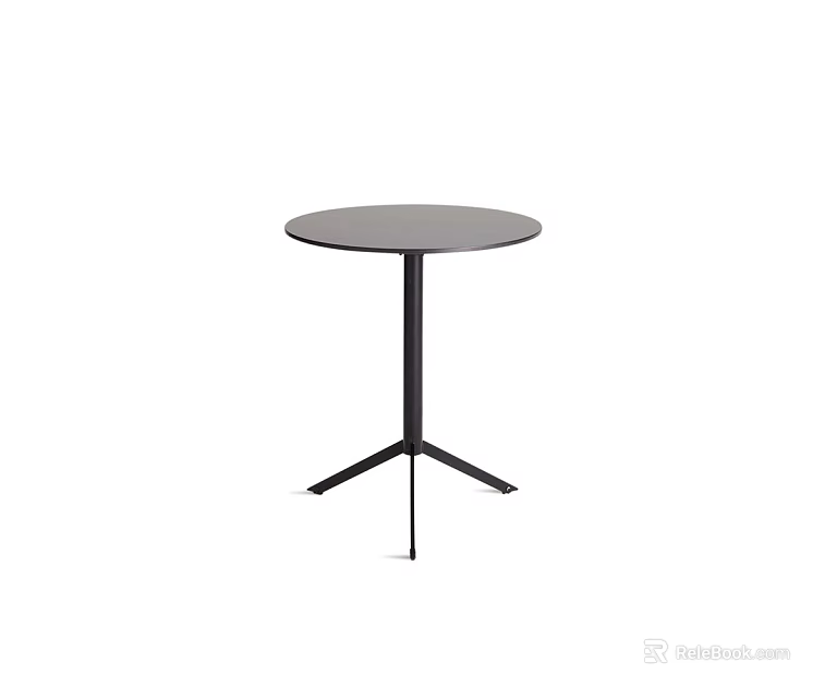 Simple Modern Round Table With Gray Top And Black Tripod Legs 3d model