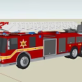 Red Fire Truck Equipped With Ladder And Star Emblem For Emergency