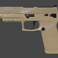 Sleek Tan Ruger Pistol with Modern Design Detailed Textured Grip and Tactical Features
