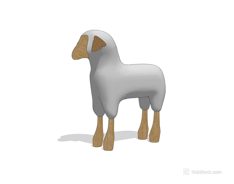 Cute White Sheep Plush Toy With Brown Ears And Legs For Kids 3d model 