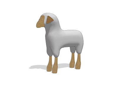 Cute White Sheep Plush Toy With Brown Ears And Legs For Kids 3d model