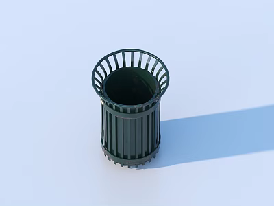 Household Black Trash Can With Cylindrical Grid Design And Plastic Material 3d model