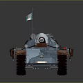 Military Tank With Camouflage Paint Cannon Flag On Top Tracks And Equipment Details