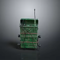 Green Military Weapon Device With Antenna And Cables On Gray Background