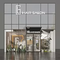 GL Hair Salon Interior Design With Illuminated Logo Reception Desk And Green Plants