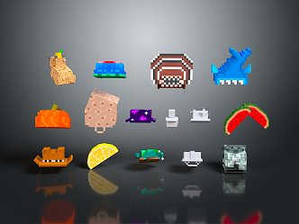 Pixel Hat Cartoon Hat Toy Game Item 3d model