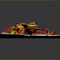 Delicious Grilled Ribs With Crispy Fries Rice And Fresh Tomato Salad