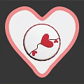 White Cake With Red Heart Decorations And Butterflies On Pink Heart Shaped Tray
