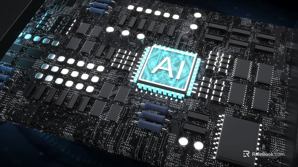 Advanced Industrial Equipment Featuring AI Chip And Circuit Board Electronic Components 3d model 