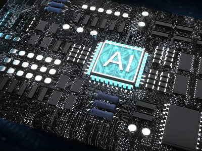 Advanced Industrial Equipment Featuring AI Chip And Circuit Board Electronic Components 3d model