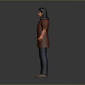 Man Wearing Red Coat Gray Shirt Blue Jeans And Brown Shoes Standing Pose 3D Rendered