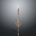 3D Rendered Decorative Sword Featuring Golden Silver Blade Ornate Hilt And Wing Accents