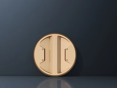 Golden Circular Hardware Fitting Featuring Vertical Lines And Sleek Metallic Design For Home Improvement 3d model