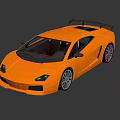 Orange Modern Sports Car With Black Rear Spoiler Two Door Design And Black Alloy Wheels