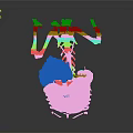 Food Digestion Process In Human Body 3D Model With Skeleton And Organs