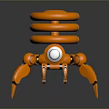 Modern Orange Spider Robot Featuring Spiral Body Structure And Mechanical Legs 3d model