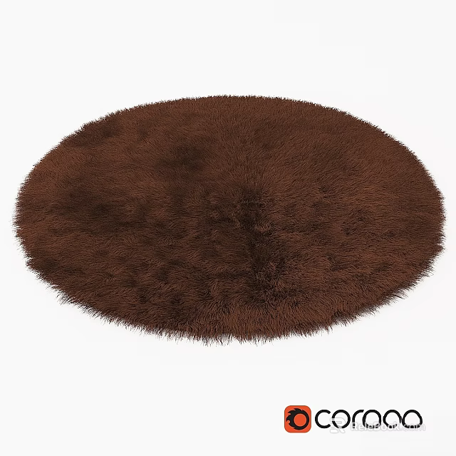 Soft Brown Fluffy Round Carpet for Living Room Home Decor 3d model 