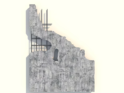 Concrete Building Exterior Wall Under Construction With Scaffolding And Window Frames 3d model