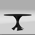 Round Black Dining Table With Modern Streamlined Pedestal Base Design 3d model
