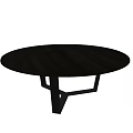 Modern Round Black Dining Table With Sleek Surface And Geometric Base Design 3d model