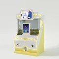 Colorful Yellow and Blue Amusement Claw Machines with Transparent Front Top Screen and LED Lights