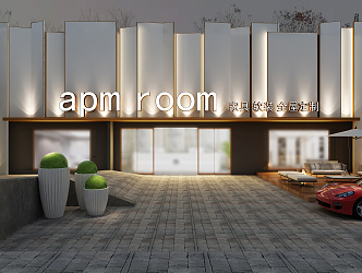 Modern Door Head Restaurant 3d model